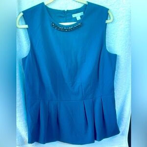 New York & Company Sleeveless Crew Neck Beaded Blouse; NWT; L